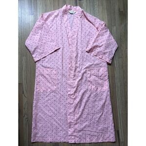 Christian Dior Vintage One Size Robe/Smoking Jacket Polyester Polka Dot Pink